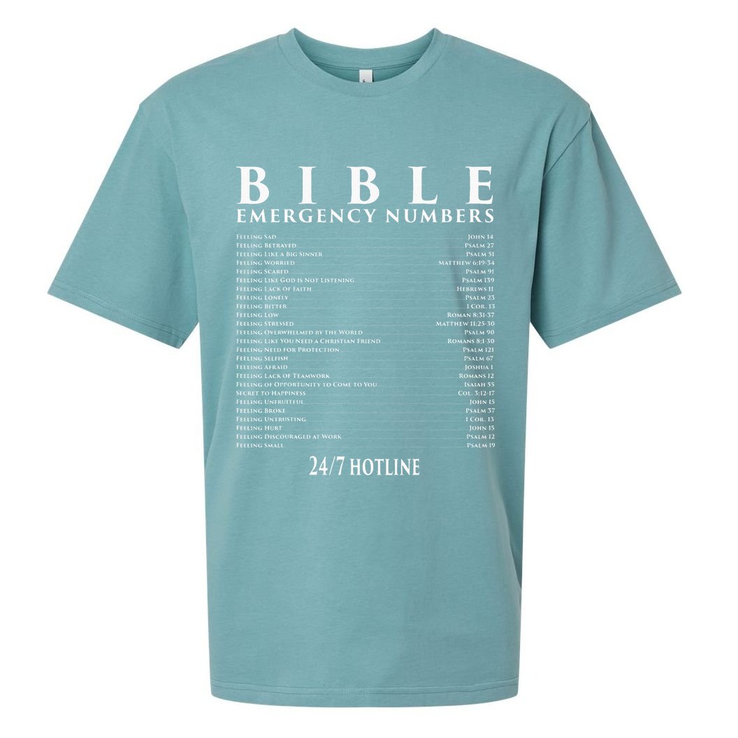Bible Emergency Hotline Numbers Cool Christian Sueded Cloud Jersey T-Shirt