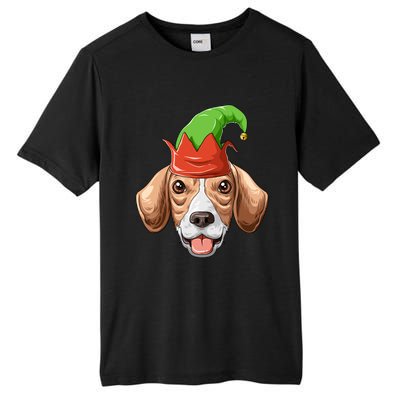 Beagle Elf Hat Christmas Beagle Gift Tall Fusion ChromaSoft Performance T-Shirt