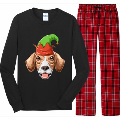 Beagle Elf Hat Christmas Beagle Gift Long Sleeve Pajama Set