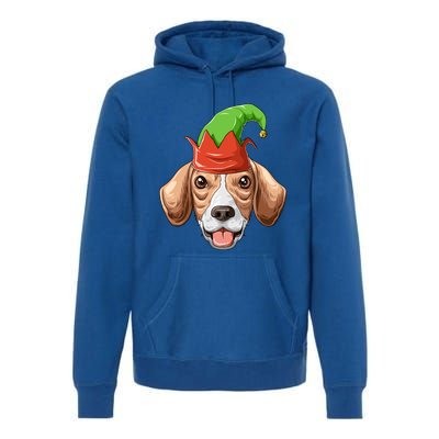 Beagle Elf Hat Christmas Beagle Gift Premium Hoodie