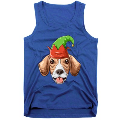 Beagle Elf Hat Christmas Beagle Gift Tank Top