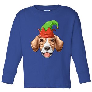 Beagle Elf Hat Christmas Beagle Gift Toddler Long Sleeve Shirt