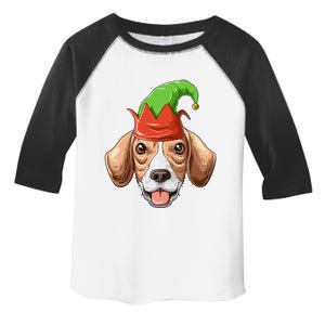 Beagle Elf Hat Christmas Beagle Gift Toddler Fine Jersey T-Shirt