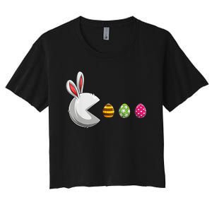 Bunny Egg Hunt Funny Gamer Happy Easter Day Women's Crop Top Tee