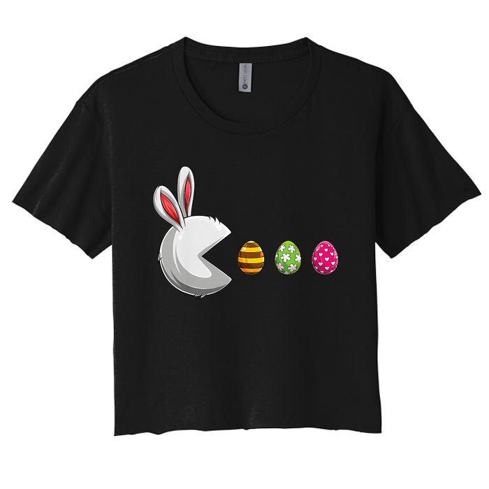 Bunny Egg Hunt Funny Gamer Happy Easter Day Women's Crop Top Tee