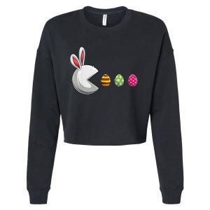 Bunny Egg Hunt Funny Gamer Happy Easter Day Cropped Pullover Crew