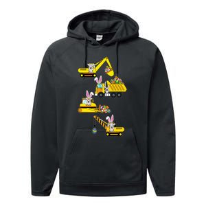 Bunny Egg Hunting Heavy Equipment Easter Performance Fleece Hoodie