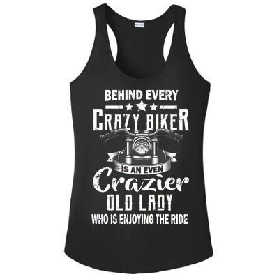 Behind Every Crazy Biker Is An Even Crazier Old Lady Ladies PosiCharge Competitor Racerback Tank