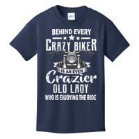 Behind Every Crazy Biker Is An Even Crazier Old Lady Kids T-Shirt
