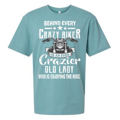 Behind Every Crazy Biker Is An Even Crazier Old Lady Sueded Cloud Jersey T-Shirt