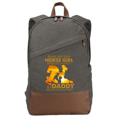 Behind Every Great Horse Girl Is A Daddy Who Believed In Her First Cotton Canvas Backpack