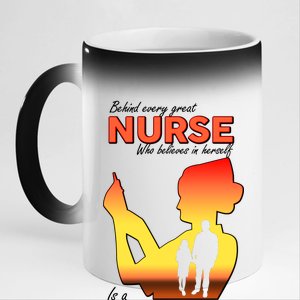 Behind Every Great Nurse Is A Daddy 11oz Black Color Changing Mug