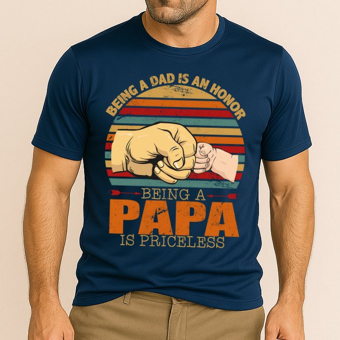 Being A Dad Is An Honor Being Papa Is Priceless Cooling Performance Crew T-Shirt
