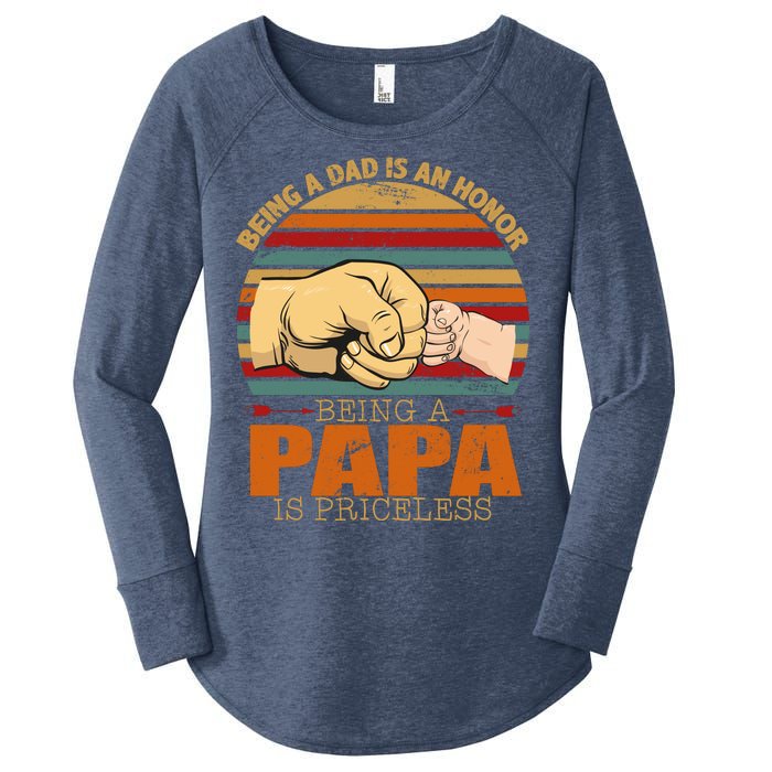 Being A Dad Is An Honor Being Papa Is Priceless Women's Perfect Tri Tunic Long Sleeve Shirt