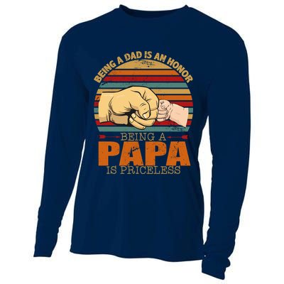 Being A Dad Is An Honor Being Papa Is Priceless Cooling Performance Long Sleeve Crew
