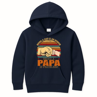 Being A Dad Is An Honor Being Papa Is Priceless Kids Hoodie