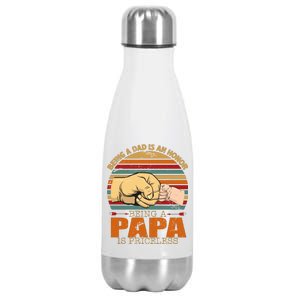 Being A Dad Is An Honor Being Papa Is Priceless Stainless Steel Insulated Water Bottle