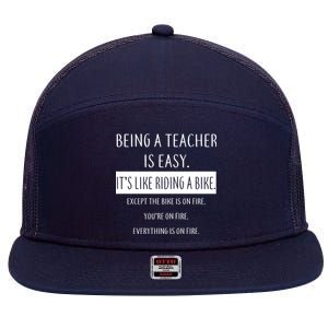 Being A Teacher Is Like Riding A Bike 7 Panel Mesh Trucker Snapback Hat