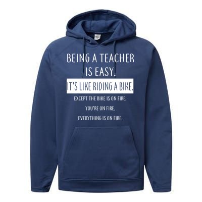 Being A Teacher Is Like Riding A Bike Performance Fleece Hoodie