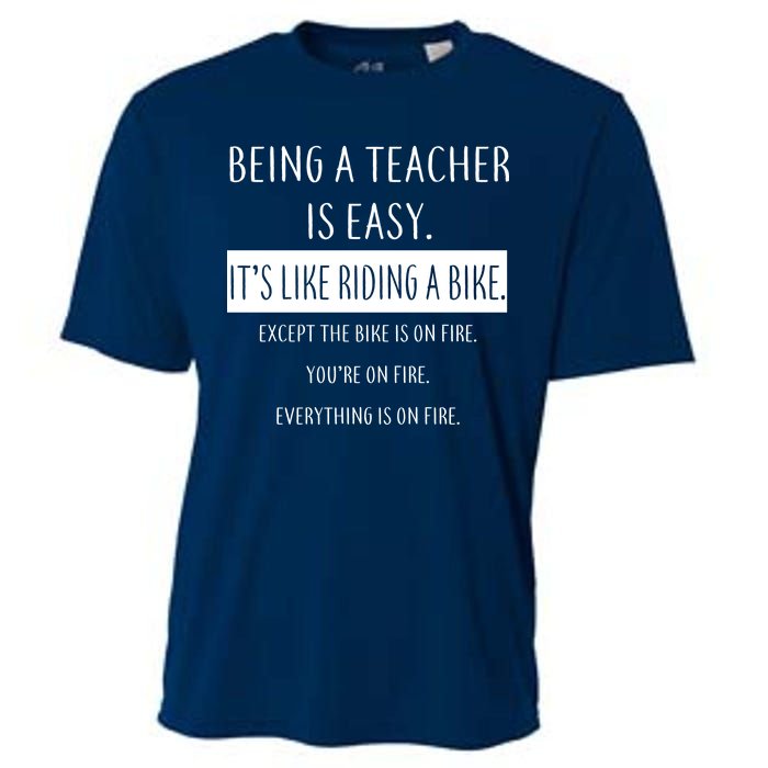 Being A Teacher Is Like Riding A Bike Cooling Performance Crew T-Shirt