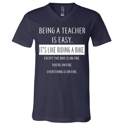 Being A Teacher Is Like Riding A Bike V-Neck T-Shirt