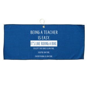 Being A Teacher Is Like Riding A Bike Large Microfiber Waffle Golf Towel