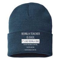 Being A Teacher Is Like Riding A Bike Sustainable Knit Beanie