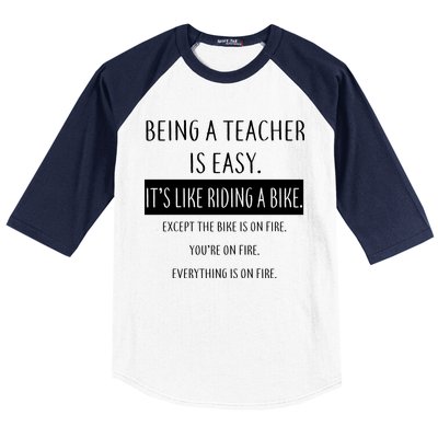 Being A Teacher Is Like Riding A Bike Baseball Sleeve Shirt