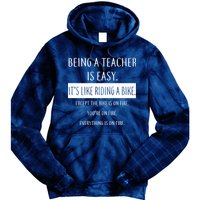 Being A Teacher Is Like Riding A Bike Tie Dye Hoodie