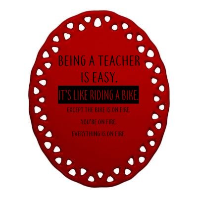 Being A Teacher Is Like Riding A Bike Ceramic Oval Ornament