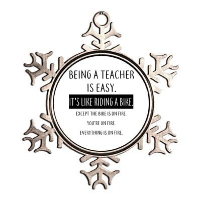 Being A Teacher Is Like Riding A Bike Metallic Star Ornament