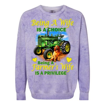 Being A Wife Is A Choice Being A Farmer's Wife IS A Privilege Colorblast Crewneck Sweatshirt