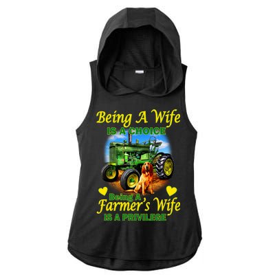 Being A Wife Is A Choice Being A Farmer's Wife IS A Privilege Ladies PosiCharge Tri-Blend Wicking Draft Hoodie Tank