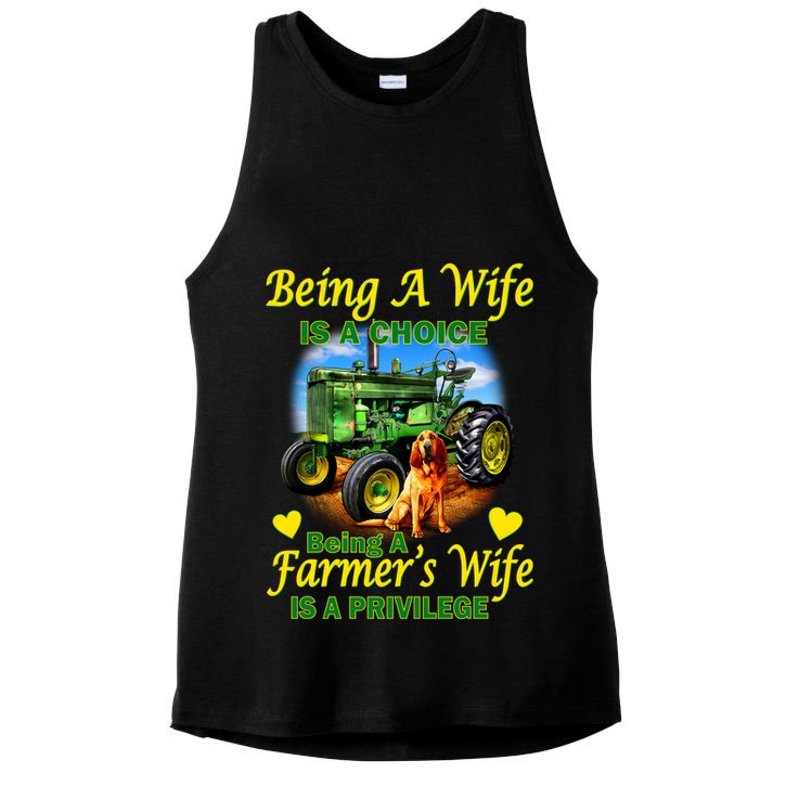 Being A Wife Is A Choice Being A Farmer's Wife IS A Privilege Ladies PosiCharge Tri-Blend Wicking Tank