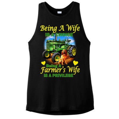 Being A Wife Is A Choice Being A Farmer's Wife IS A Privilege Ladies PosiCharge Tri-Blend Wicking Tank