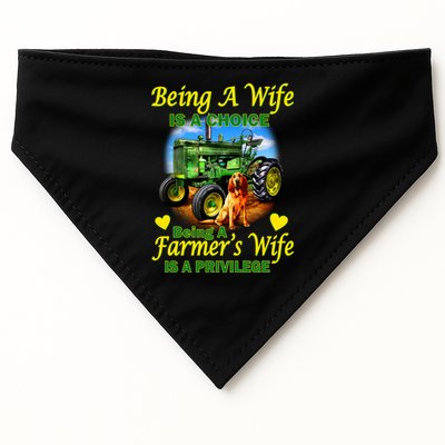 Being A Wife Is A Choice Being A Farmer's Wife IS A Privilege USA-Made Doggie Bandana