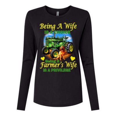 Being A Wife Is A Choice Being A Farmer's Wife IS A Privilege Womens Cotton Relaxed Long Sleeve T-Shirt