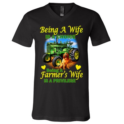 Being A Wife Is A Choice Being A Farmer's Wife IS A Privilege V-Neck T-Shirt