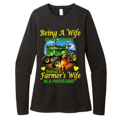 Being A Wife Is A Choice Being A Farmer's Wife IS A Privilege Womens CVC Long Sleeve Shirt