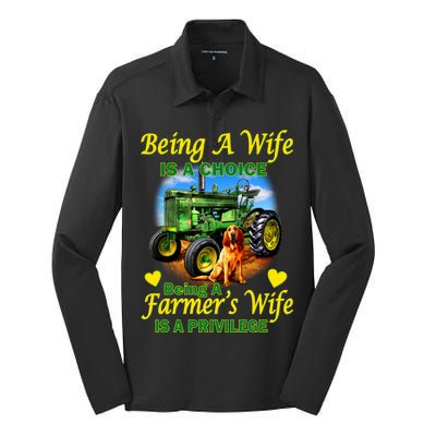 Being A Wife Is A Choice Being A Farmer's Wife IS A Privilege Silk Touch Performance Long Sleeve Polo