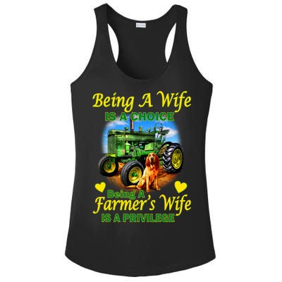 Being A Wife Is A Choice Being A Farmer's Wife IS A Privilege Ladies PosiCharge Competitor Racerback Tank