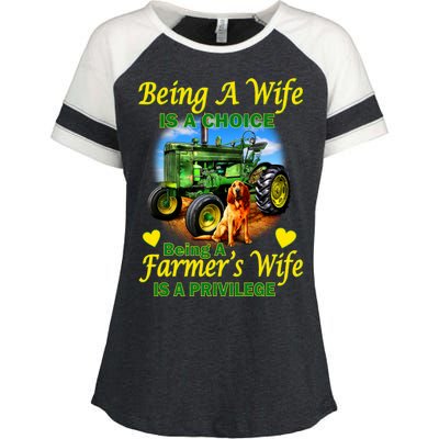 Being A Wife Is A Choice Being A Farmer's Wife IS A Privilege Enza Ladies Jersey Colorblock Tee