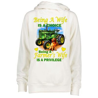 Being A Wife Is A Choice Being A Farmer's Wife IS A Privilege Womens Funnel Neck Pullover Hood