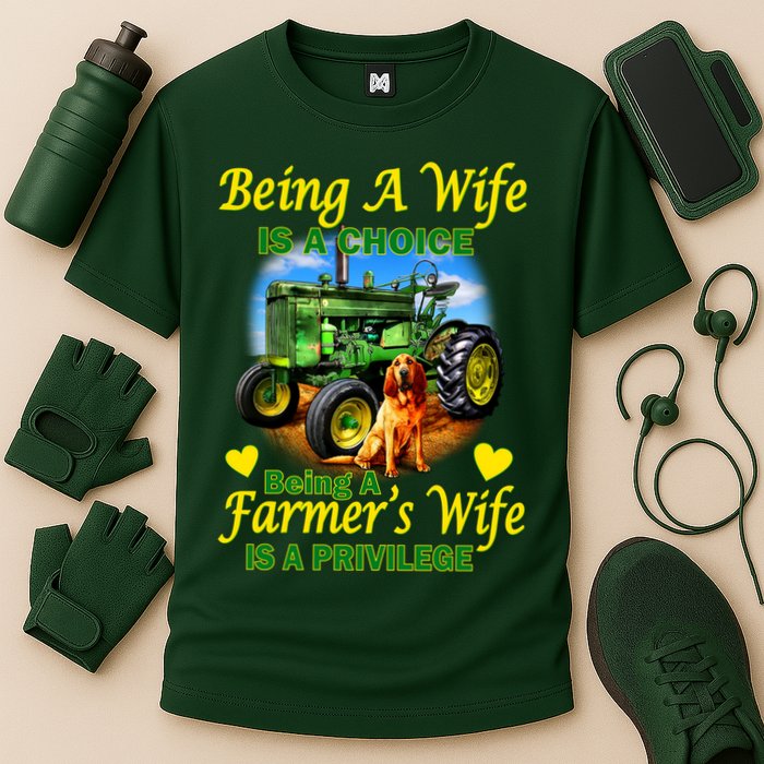 Being A Wife Is A Choice Being A Farmer's Wife IS A Privilege Cooling Performance Crew T-Shirt