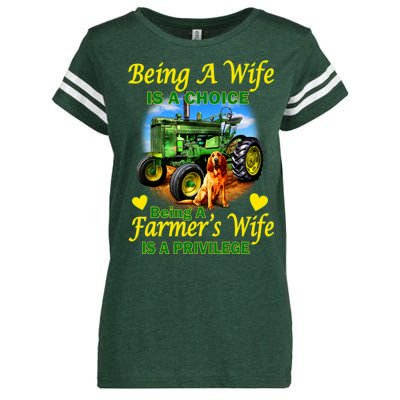 Being A Wife Is A Choice Being A Farmer's Wife IS A Privilege Enza Ladies Jersey Football T-Shirt