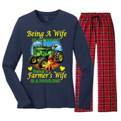 Being A Wife Is A Choice Being A Farmer's Wife IS A Privilege Women's Long Sleeve Flannel Pajama Set 