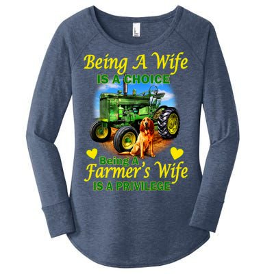 Being A Wife Is A Choice Being A Farmer's Wife IS A Privilege Women's Perfect Tri Tunic Long Sleeve Shirt