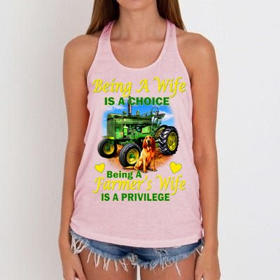 Being A Wife Is A Choice Being A Farmer's Wife IS A Privilege Women's Knotted Racerback Tank