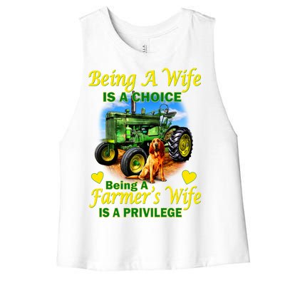 Being A Wife Is A Choice Being A Farmer's Wife IS A Privilege Women's Racerback Cropped Tank