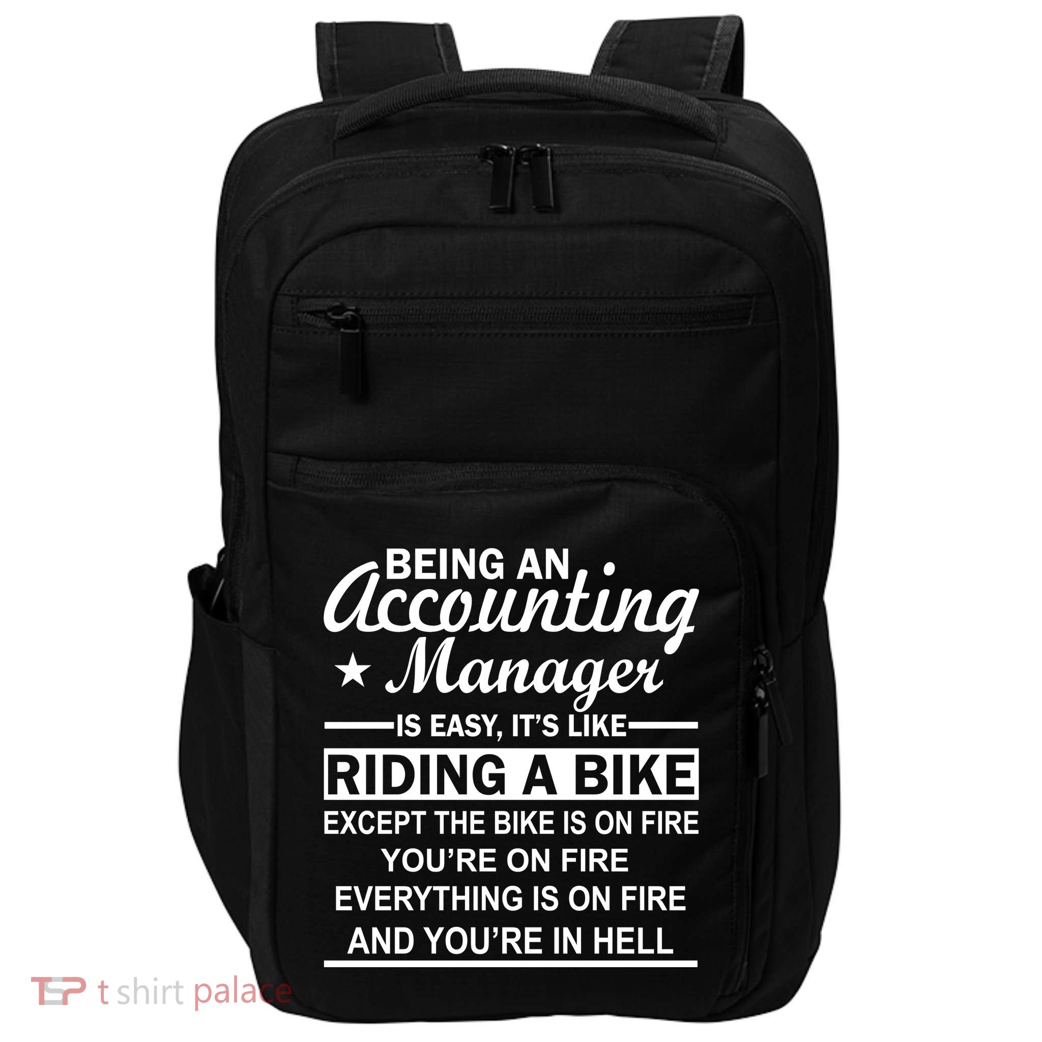 Being An Accounting Manager Riding A Bike In Hell Impact Tech Backpack